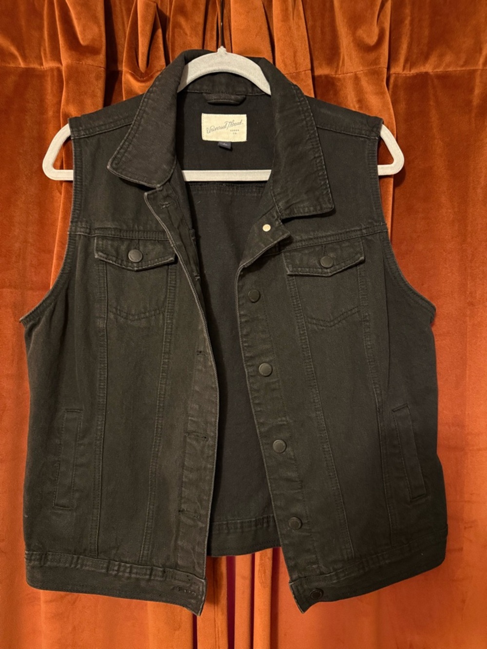 Universal Thread Black Denim Vest with Collar